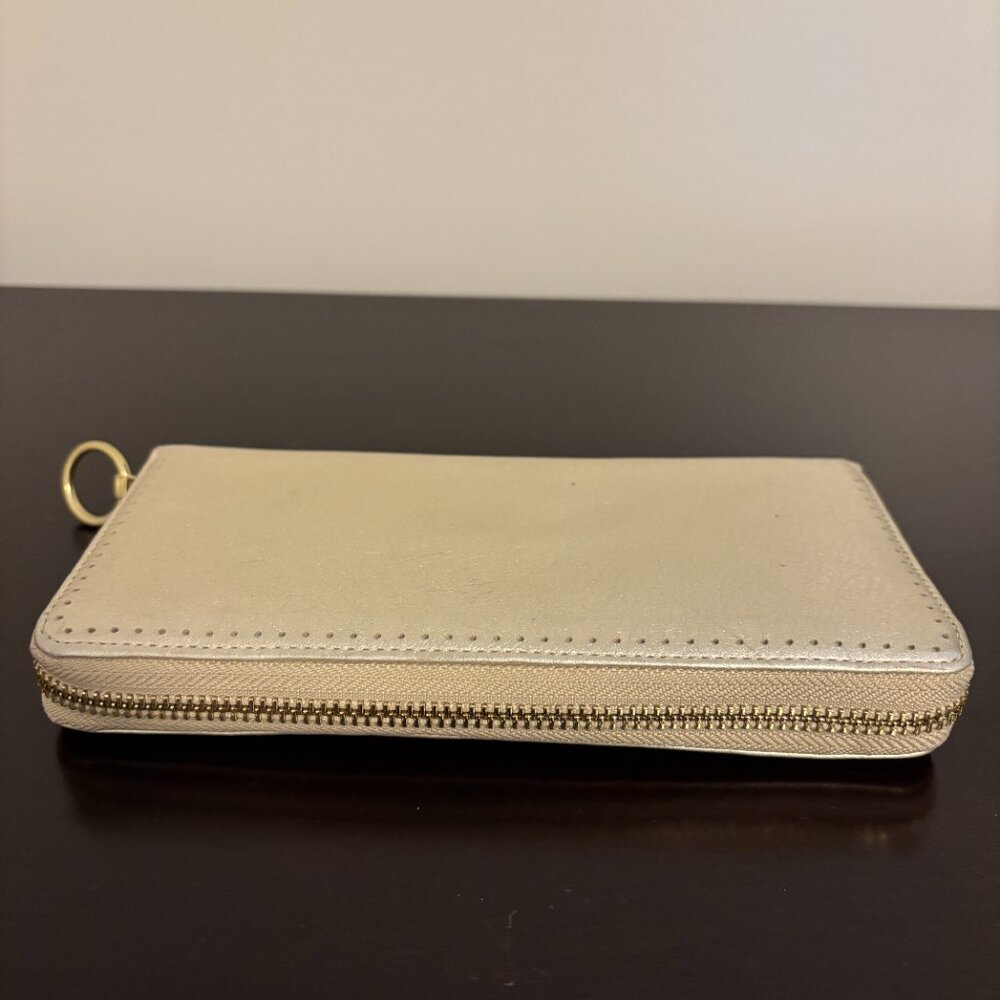 Coach Audrey Perforated C Gold Metallic Zip Around Accordion Wallet - Picture 5 of 8